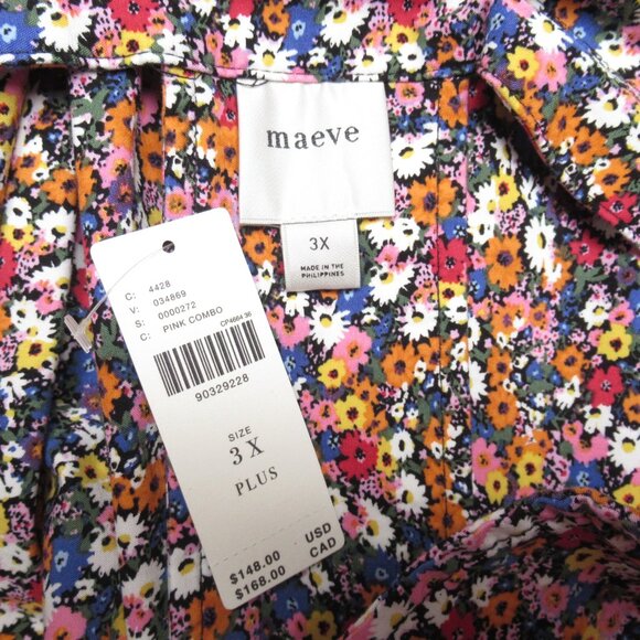 Anthropologie Maeve The Amelia Collared Mini Dress Pink Combo Floral Print 3X - Picture 9 of 9